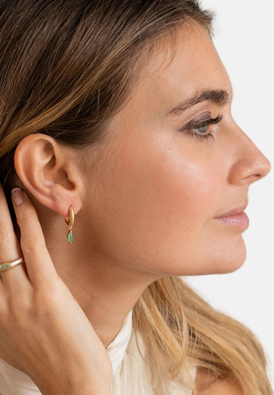 Pendientes de plata de aro AVENTURINA en plata