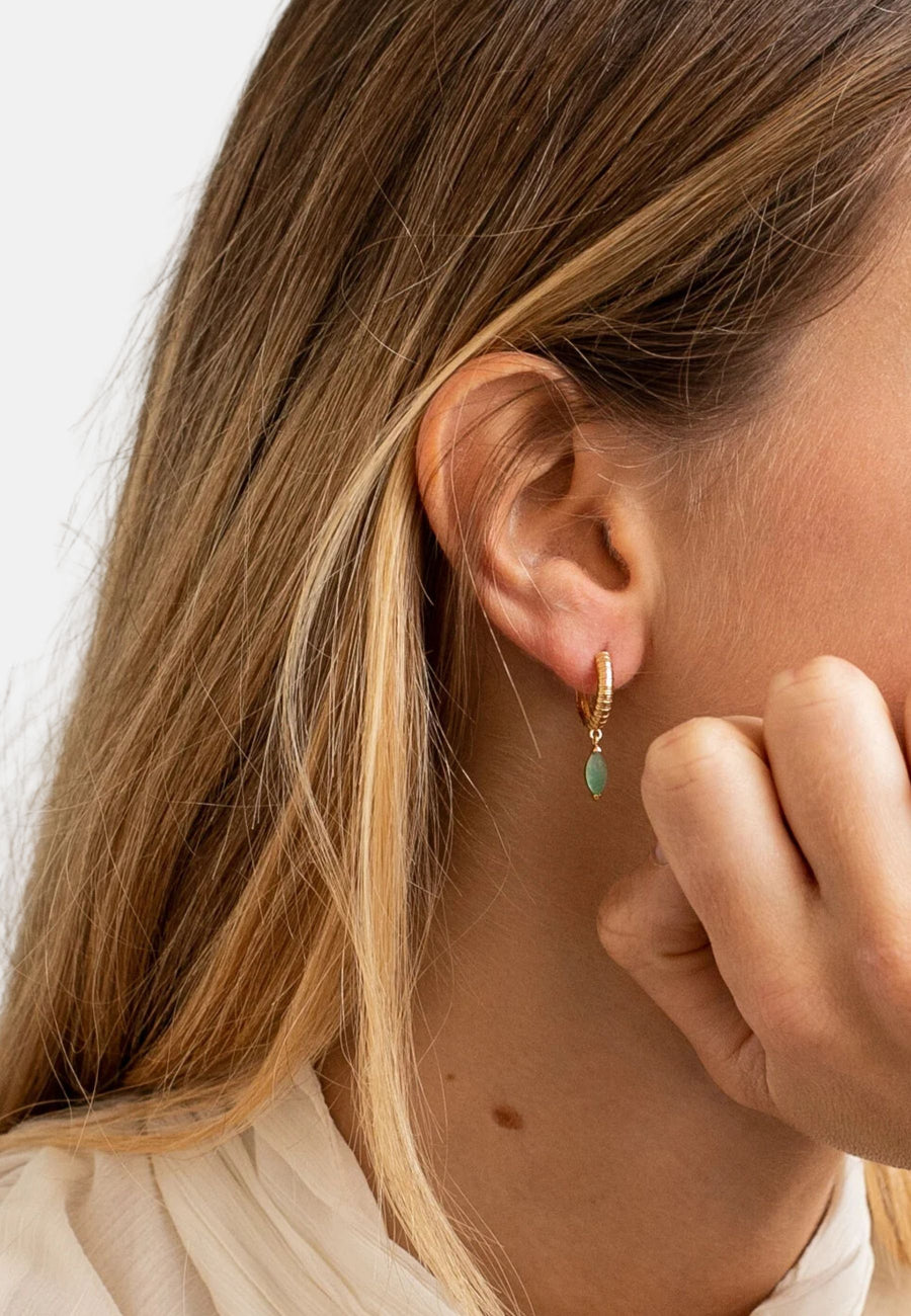 Pendientes de plata de aro AVENTURINA en plata