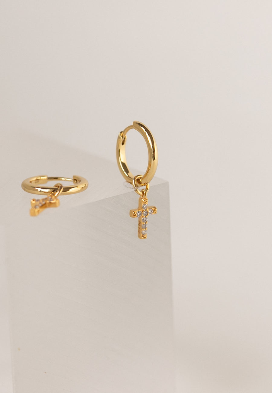 Pendientes de plata CHARMS CRUZ oro