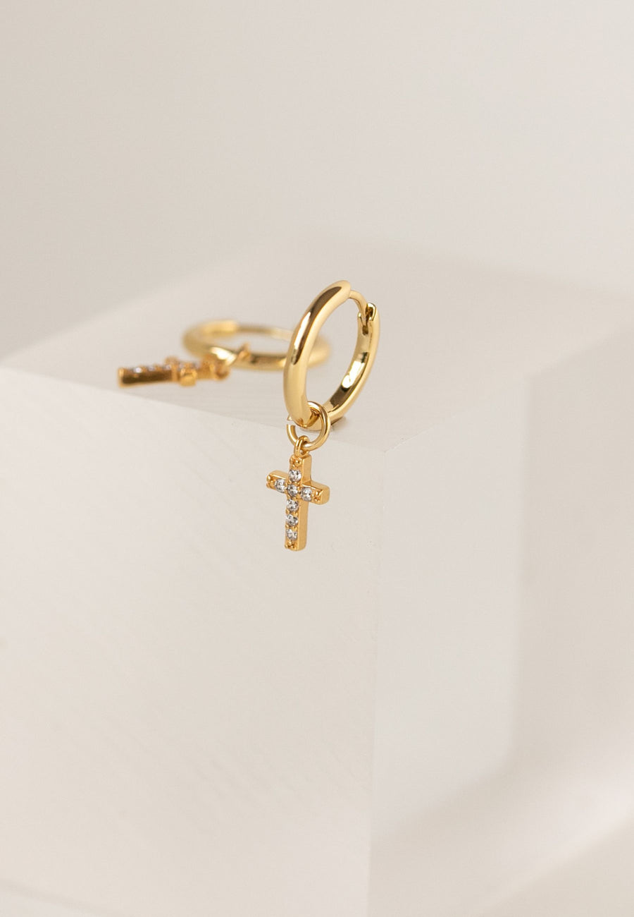 Pendientes de plata CHARMS CRUZ oro