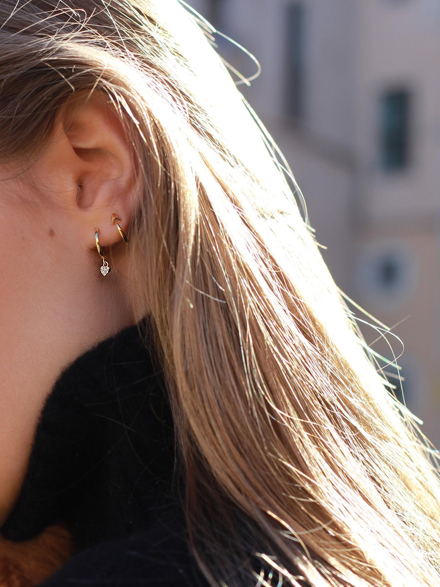 Pendientes de aro con CORAZÓN plata de ley bañados en oro