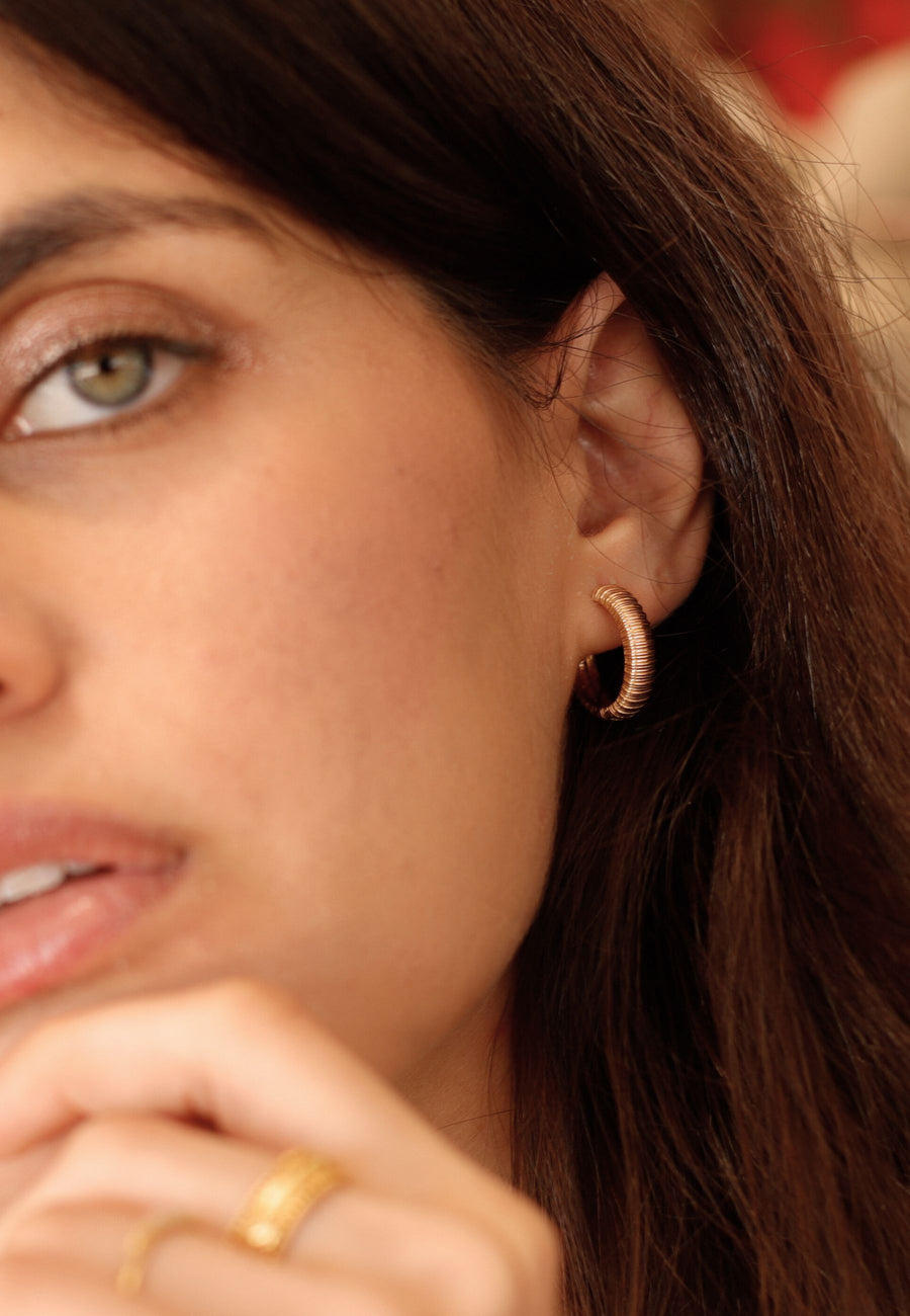 Pendientes de aro ERIZO DE MAR plata de ley y baño oro