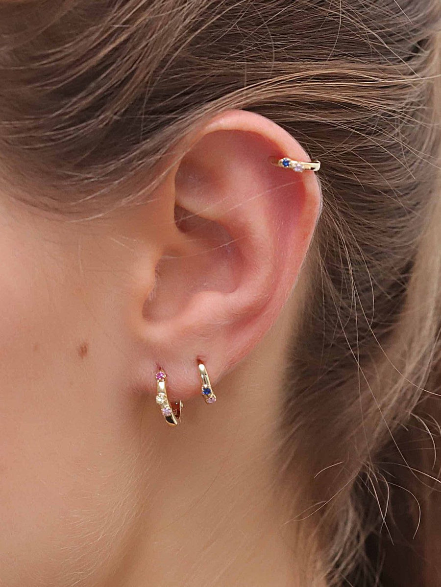 Pendientes de plata MINI AQUAREL PINK oro