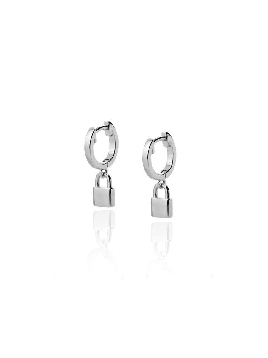 Pendientes PADLOCK SLV. Aros plata de ley, candado. 