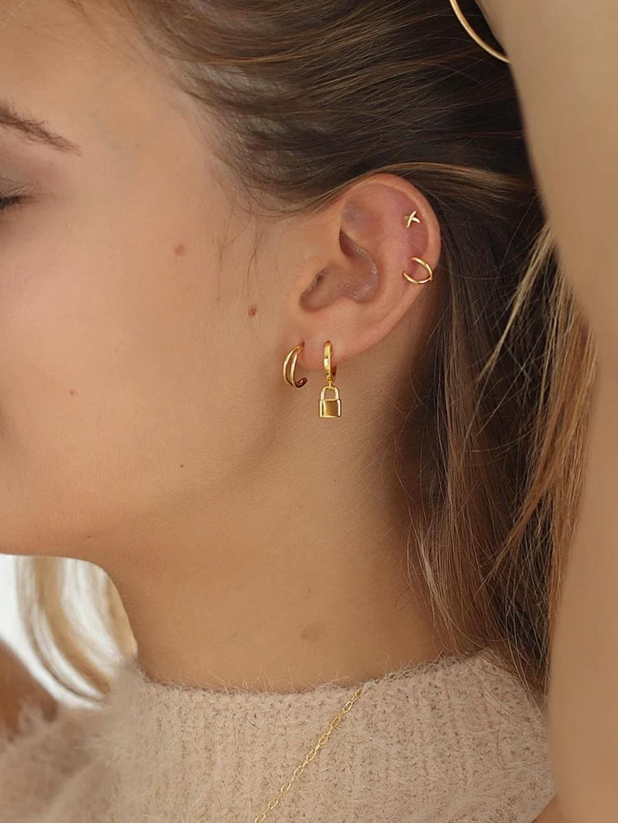 Pendientes de plata PADLOCK aros candado