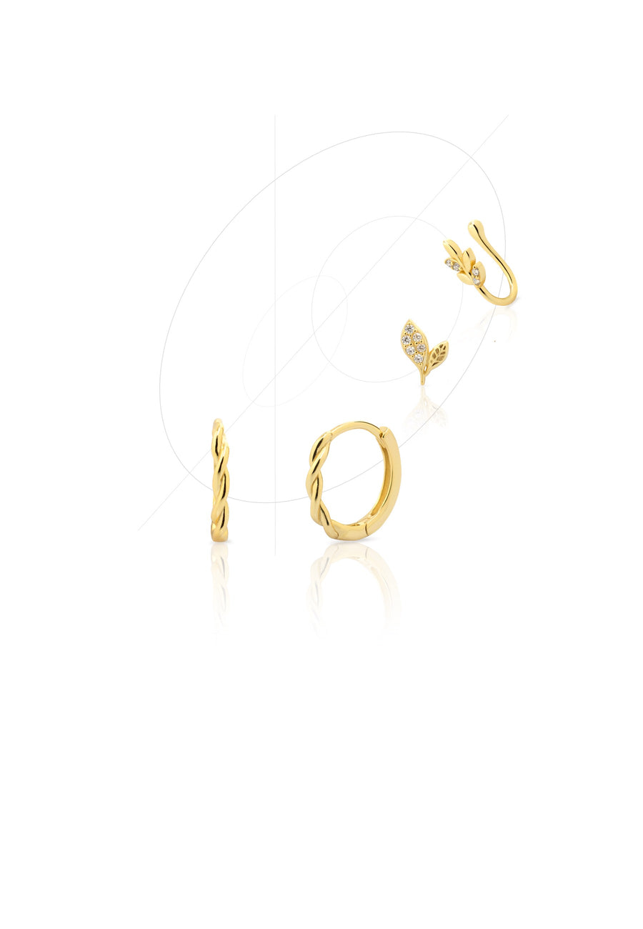 Pendientes SET HOJAS oro