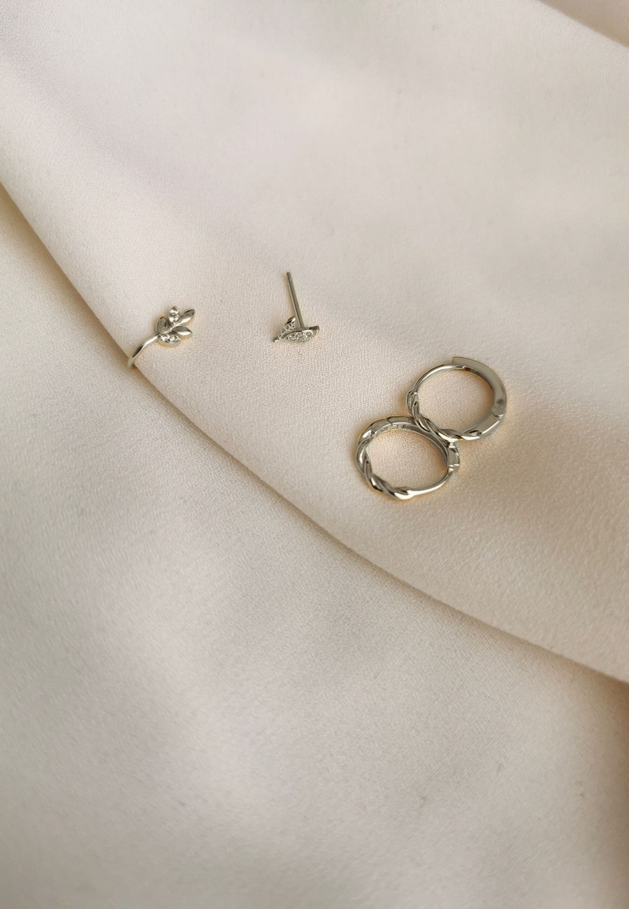 Pendientes de plata SET HOJAS oro