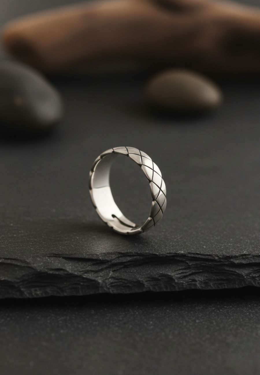 Anillo Trenzado de Plata Esterlina ajustable para Hombre WILLIAMSBURG