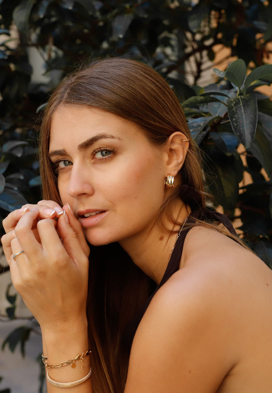 Pendientes de plata aro anchos MAR en plata de ley y baño oro