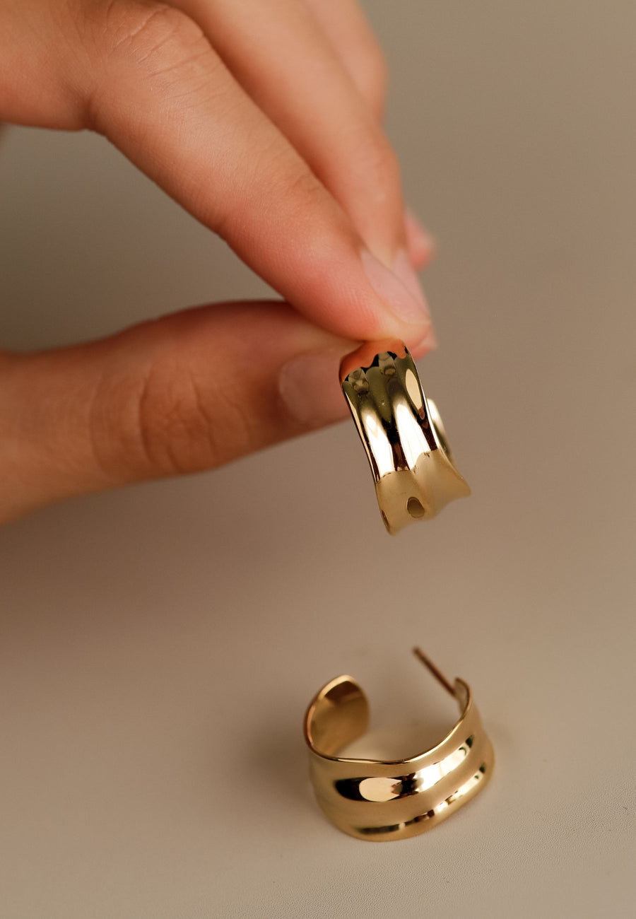 Pendientes aro anchos MAR en plata de ley y baño oro