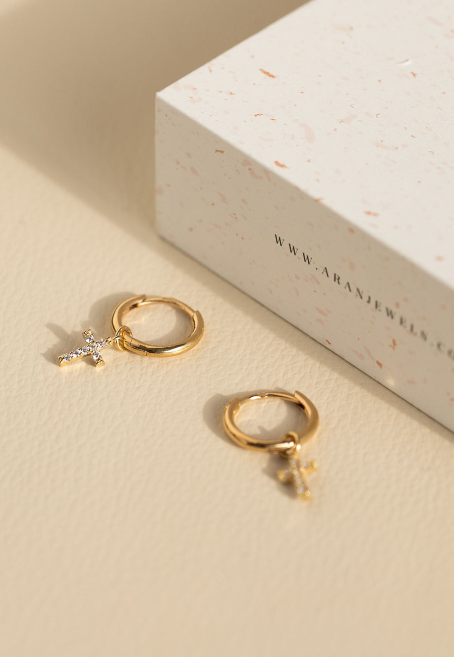 Pendientes de plata CHARMS CRUZ oro