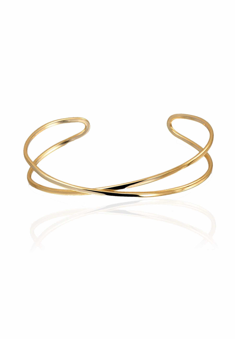 Pulsera OVERCROSS GLD. Brazalete plata de ley, baño oro.