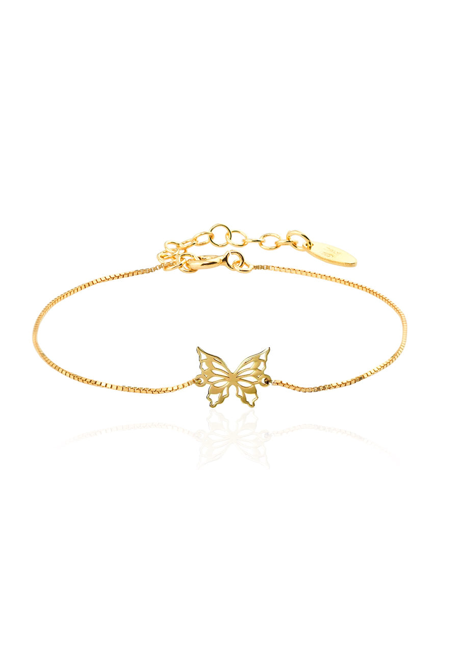 Pulsera MARIPOSA CALADA plata baño oro