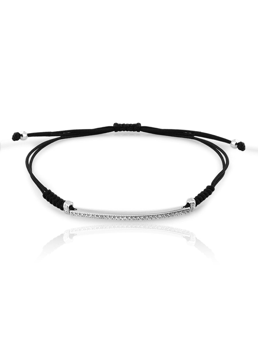 Pulsera BARRA CZ CUERDA plata