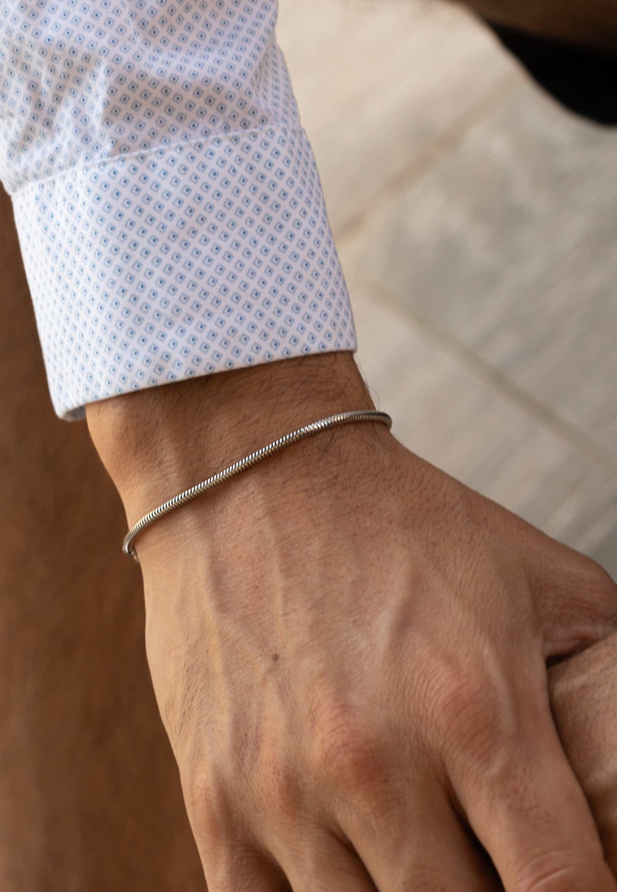 Pulsera de cadena redonda para hombre MAMBA en plata de Ley