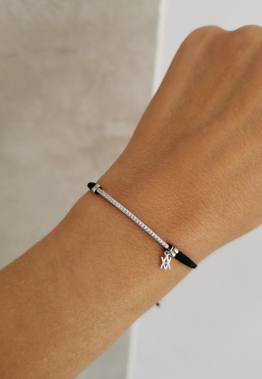 Pulsera BARRA CZ CUERDA plata