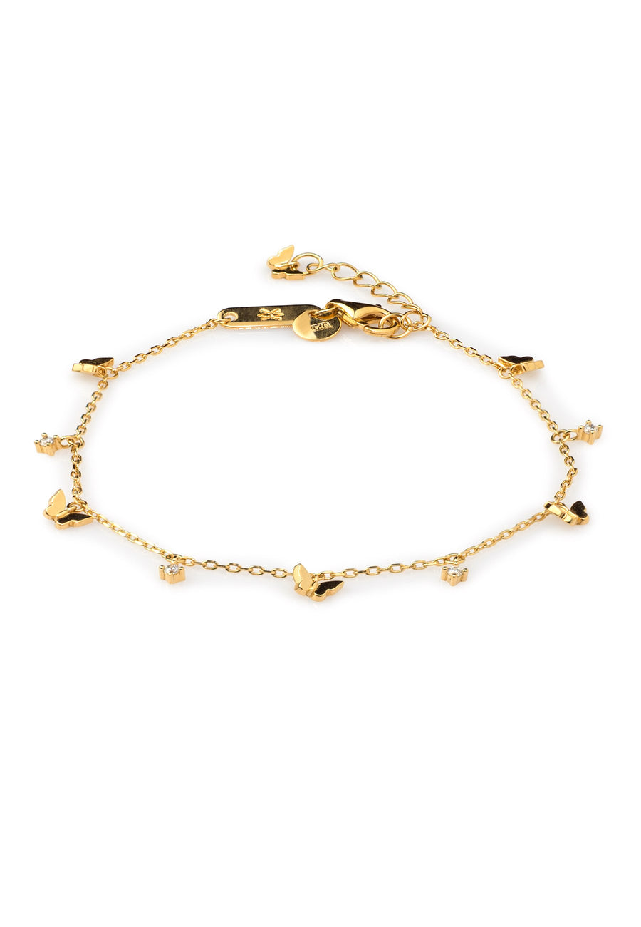 Pulsera CINCO MARIPOSAS en plata de ley y chapada en oro