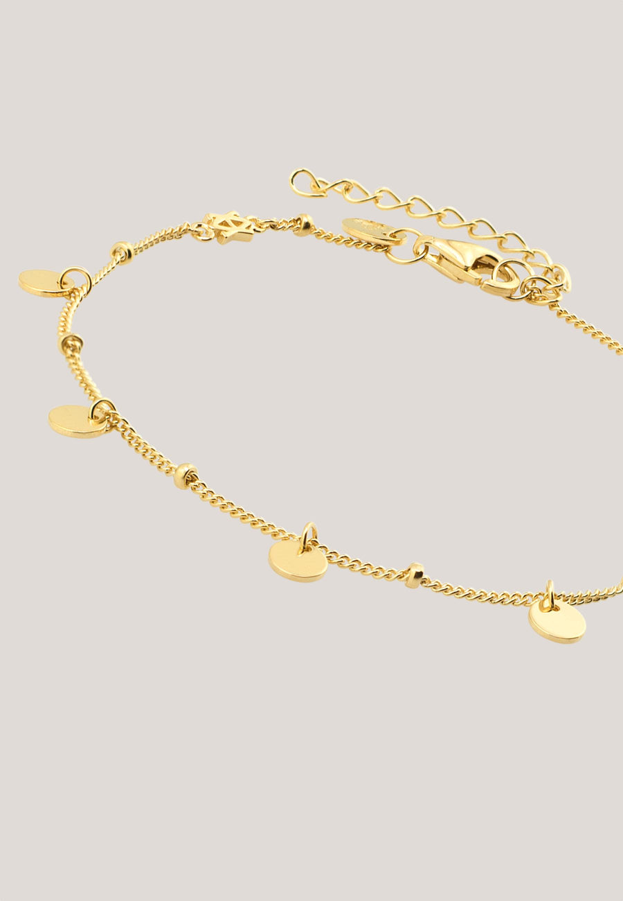 GYPSY GLD. Pulsera plata de ley, baño oro, moneditas.