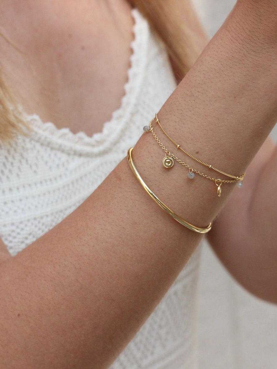 Pulsera de plata MONEDITAS, piedra natural.