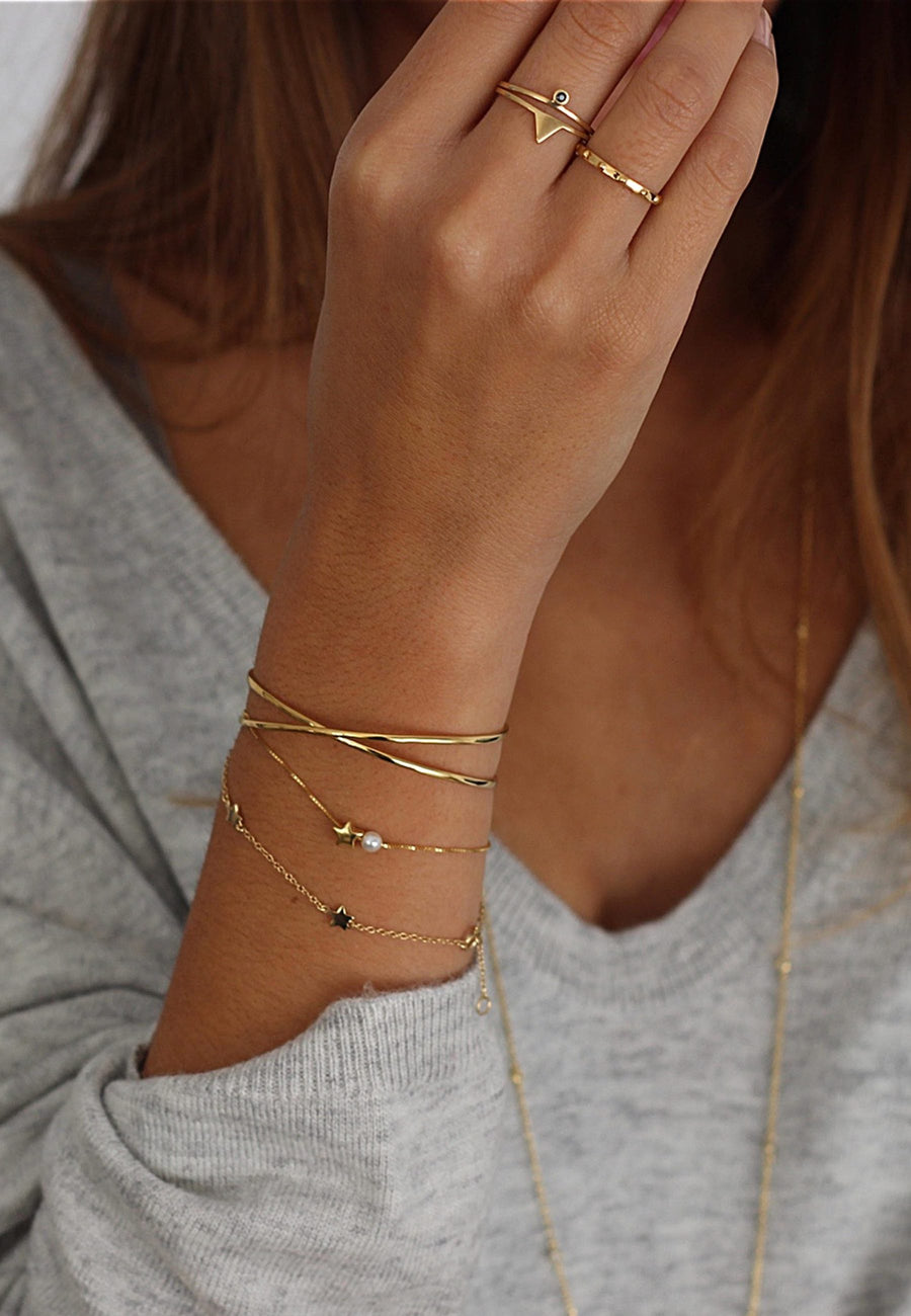 Pulsera OVERCROSS GLD. Brazalete plata de ley, baño oro.