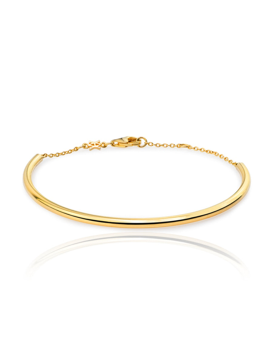 Pulsera TUBE con cadena en plata de ley chapada en oro d 24k
