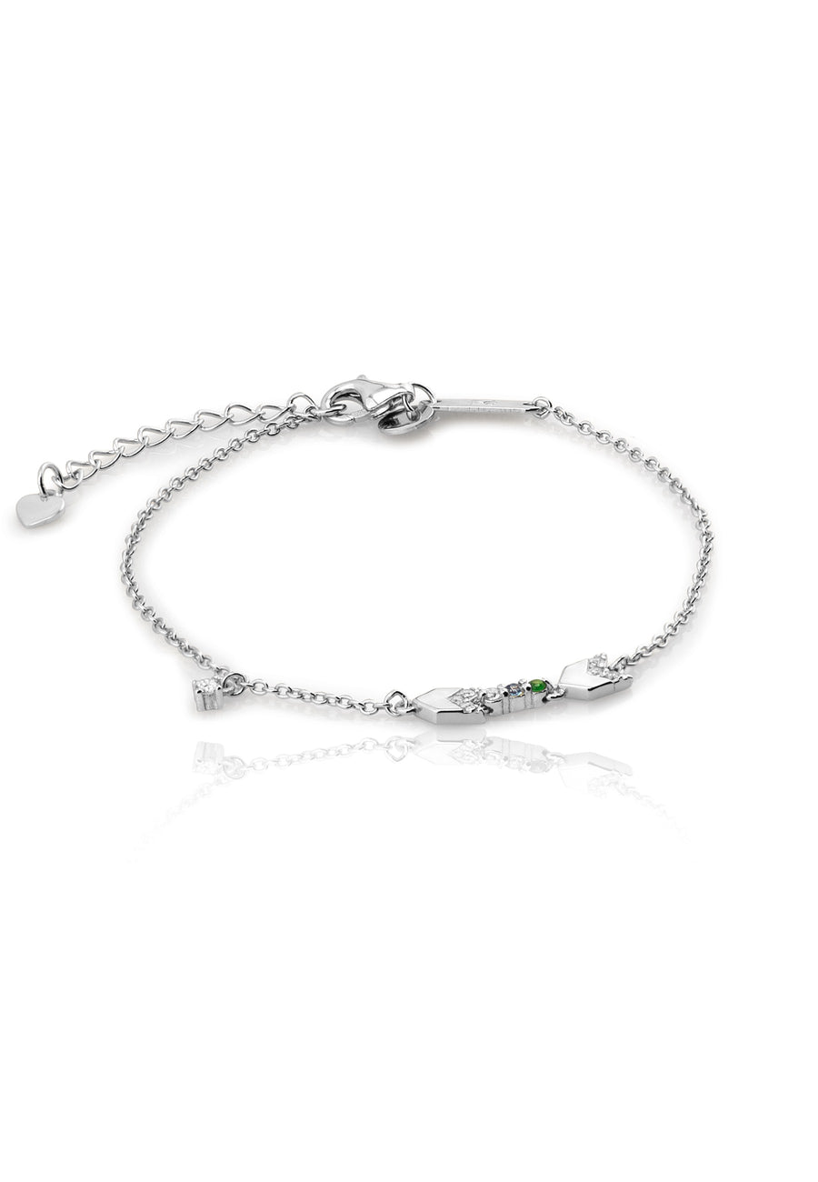 Pulsera FLECHA circonita azul en plata de ley